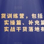 视频号带货训练营，包括心理篇、准备篇、实操篇、补充篇、答疑篇，实战干货落地有效