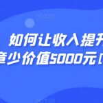 显明易说，如何让收入提升百十倍？‮篇这‬文‮至章‬少价值5000元[付费文章]