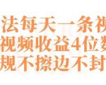 快手新玩法每天一条视频单条视频收益4位数起不违规不擦边不封号【揭秘】