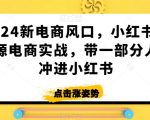 2024新电商风口，小红书无货源电商实战，带一部分人先冲进小红书