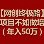 【网创终极路】做项目不如做项目培训，年入50万【揭秘】