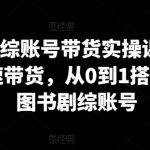 图书剧综账号带货实操课，0基础极速带货，从0到1搭建一个图书剧综账号