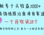 十天收益5000+，多平台捞金，视频号情感治愈漫剪，一个月收徒28个，小白一部手机轻松上手【揭秘】