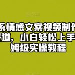 爆火治愈系情感文案视频制作，流量密码，冷门赛道，小白轻松上手月入过万保姆级实操教程【揭秘】