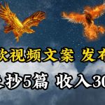 通过抄爆款视频文案，每天轻松三五张，操作简单容易上手【揭秘】