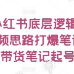 提高小红书底层逻辑认知+短视频思路打爆笔记+纯带货笔记起号