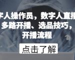 数字人操作员，数字人直播搭建、多路开播、选品技巧，0-1开播流程