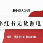 2024新风口电商，小红书无货源电商，带第一批冲进小红书电商风口