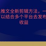 小说推文全新剪辑方法，一个视频可以结合多个平台去发布获取