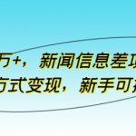 月入10万+，新闻信息差项目，多重方式变现，新手可操作【揭秘】