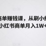 小红书商单赚钱课，从刷小红书到玩小红书商单月入1W+