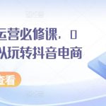 抖音电商运营必修课，0基础也可以玩转抖音电商