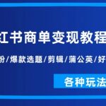 小红书商单变现教程：起号涨粉/爆款选题/剪辑/蒲公英/好物分享/各种玩法”