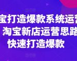 淘宝打造爆款系统运营课，淘宝新店运营思路，快速打造爆款