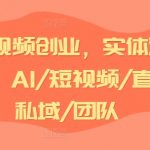 AI短视频创业，实体流量实战，AI/短视频/直播/私域/团队