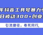 24年抖音工具号暴力引流，每日被动300+创业粉，创业粉捷径，卷死同行【揭秘】