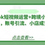 TikTok短视频运营+跨境小店运营，账号引流、小店成交