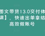 抖音图文带货13.0交付体系课【新课】，快速出单拿结果，高效做账号