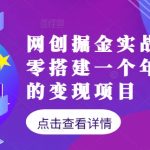 网创掘金实战营，从零搭建一个年入百万的变现项目（持续更新