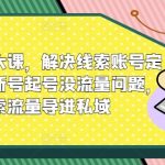 线索流量大课，解决线索账号定位问题，新号起号没流量问题，线索流量导进私域