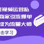 2024短视频运营私教，实体商家引流爆单课，快速成为流量大师