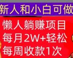 懒人躺Z项目，每周收款1次，轻松自动Z钱，不要错过，每月2W+