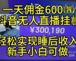 2024年11月抖音无人直播带货挂JI，小白的梦想之路，全天24小时收益不间断实现真正管道收益【揭秘】