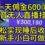 2024年11月抖音无人直播带货挂JI，小白的梦想之路，全天24小时收益不间断实现真正管道收益【揭秘】