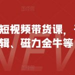 最新快手短视频带货课，开店、剪辑、磁力金牛等