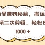 视频号 0门槛，搬运爆火视频进行二次剪辑，轻松实现日入几张【揭秘】