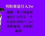 能做一辈子的蓝海项目？小学生一个月也有3000+，yw男粉赛道，永恒的暴利