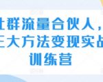 社群流量合伙人，三大方法变现实战训练营