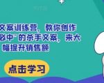 AI杀手文案训练营，教你创作出“一击必中”的杀手文案，来大幅提升销售额