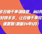 拼多多日销千单训练营，从0开始带你做好拼多多，让日销千单可以快速复制(更新24年12月)