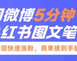 小红书利用微博5分钟一条图文笔记，实现快速涨粉，商单接到手软